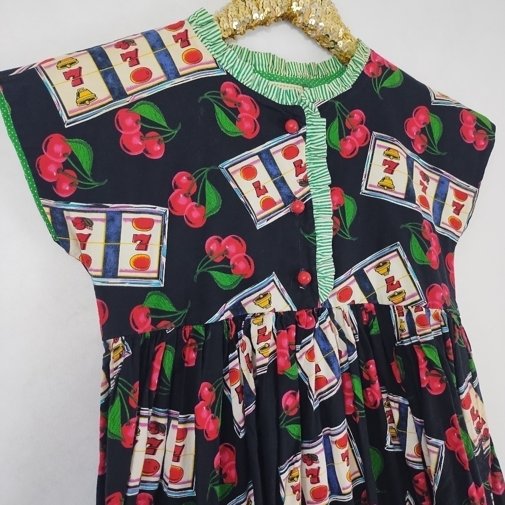 Vintage 80s Fashioned by Calliope Creations Womens Midi Dress Vegas Casino
